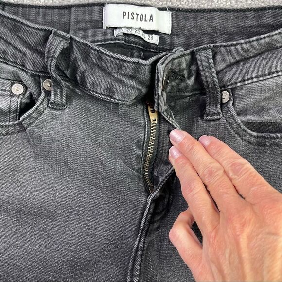 Pistola Jeans Women’s 26* Black Wash Skinny Leg Low Rise Frayed Hem Stretch - Picture 4 of 16